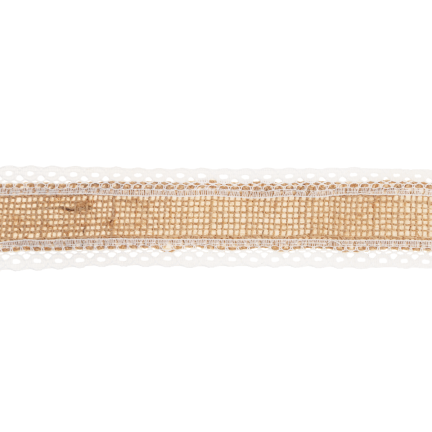 TG40119 JUTEBAND MIT SPITZE BOHO JUTE NATÜRLICHES BAND FÜR HANDGEMACHTE DEKORATIONEN