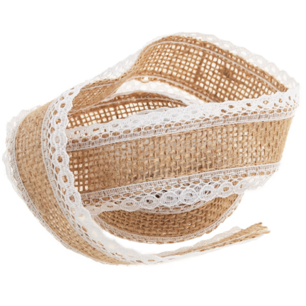 TG40119 JUTEBAND MIT SPITZE BOHO JUTE NATÜRLICHES BAND FÜR HANDGEMACHTE DEKORATIONEN