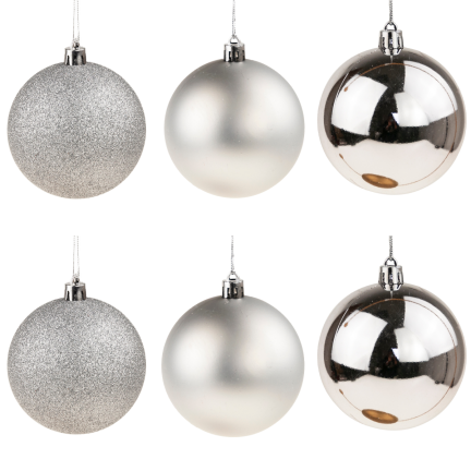 TG63172-1 SILVER BOMBES CHOINK SET 6cm 6PERSONEN NON-BREAKING CHOIN BOMBES