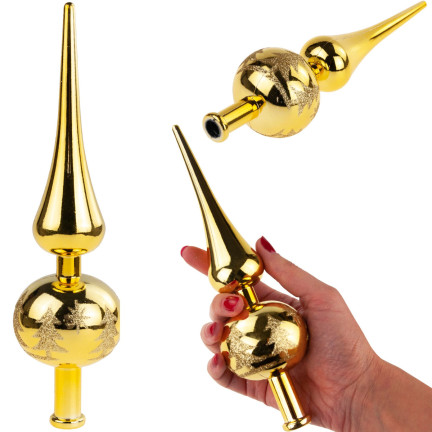 TG44026-2 Christbaumspitze GOLDEN Kugel Kugel UNBROKEN Glitzer Christbaumschmuck