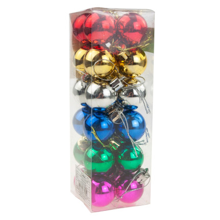 TG44046-14 BAREVNÉ OZDOBY NA VÁNOČNÍ STROMEČEK SADA 24 KS 3CM RETRO DEKORACE