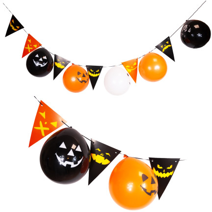 TG44472 HALLOWEEN GIRLANDE MIT BALLONS DEKORATION GROSS 3M