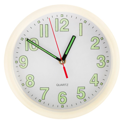 TG48015-1 FLUORESZIERENDE, IM DUNKELN LEUCHTENDE WANDUHR WEISS