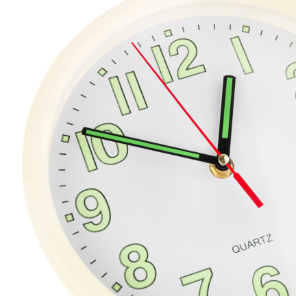 TG48015-1 FLUORESZIERENDE, IM DUNKELN LEUCHTENDE WANDUHR WEISS