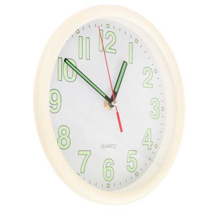 TG48015-1 FLUORESZIERENDE, IM DUNKELN LEUCHTENDE WANDUHR WEISS