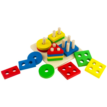 TG50018 Wooden Shape Sorter Toy Building Blocks Puzzle