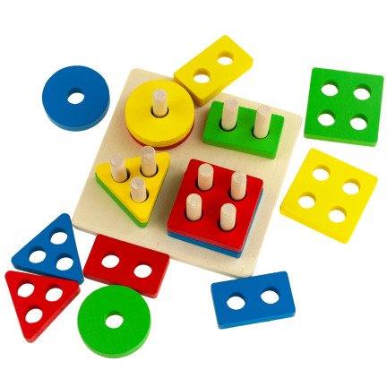 TG50018 Wooden Shape Sorter Toy Building Blocks Puzzle