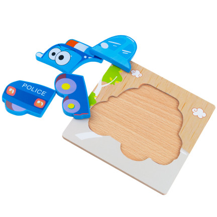 TG50030 HOLZKLÖTZE PÄDAGOGISCHES PUZZLE MONTESSORI FIGUREN POLIZEI AUTO