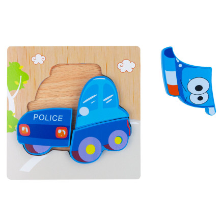 TG50030 HOLZKLÖTZE PÄDAGOGISCHES PUZZLE MONTESSORI FIGUREN POLIZEI AUTO