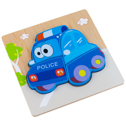 TG50030 HOLZKLÖTZE PÄDAGOGISCHES PUZZLE MONTESSORI FIGUREN POLIZEI AUTO