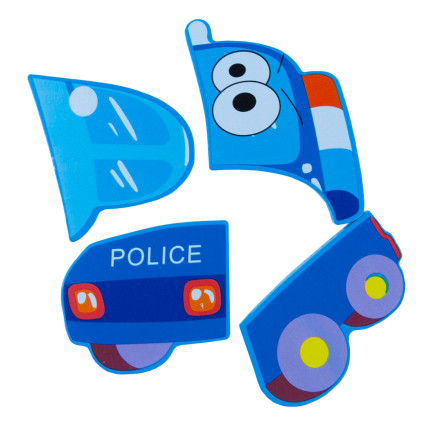 TG50030 HOLZKLÖTZE PÄDAGOGISCHES PUZZLE MONTESSORI FIGUREN POLIZEI AUTO
