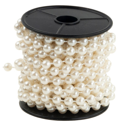 TG51020 BÍLÝ PERLEŤOVÝ VÁNOČNÍ STROMEK ŘETĚZOVÁ GIRLANDA Z KORÁLKŮ 5M