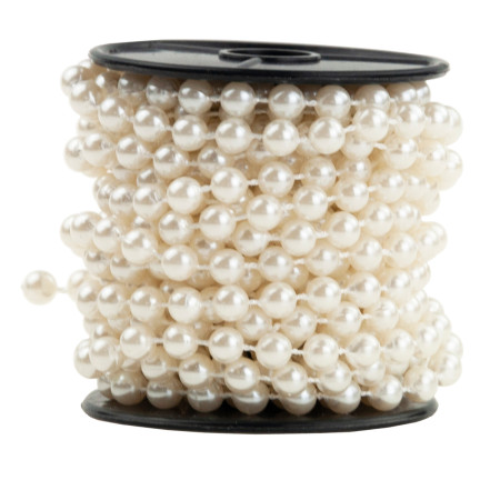 TG51020 BÍLÝ PERLEŤOVÝ VÁNOČNÍ STROMEK ŘETĚZOVÁ GIRLANDA Z KORÁLKŮ 5M