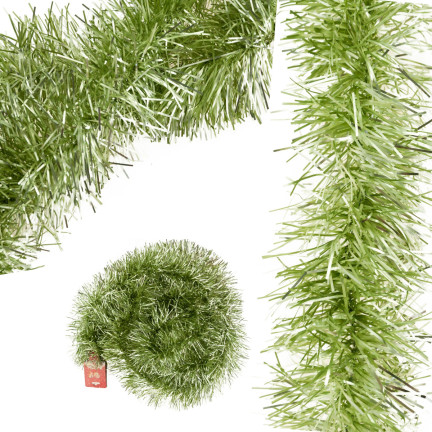 TG51877-GRÜNE WEIHNACHTSBAUMKETTE SILBER GRÜN DICHTE WEIHNACHTSBAUMGIRLANDE 2M