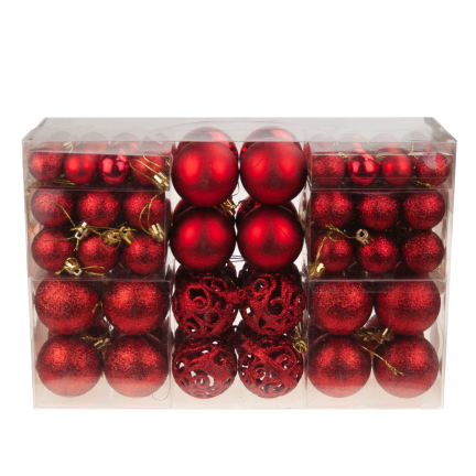 TG66272-5 VÁNOČNÍ BOMBY červené XXL SET 100 ks BOMBY 6/4/3cm