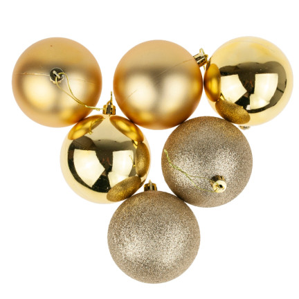 TG63127-2 Christbaumkugeln Christbaumkugel gold 8CM 6er Set Kugeln nicht klebend Strobe
