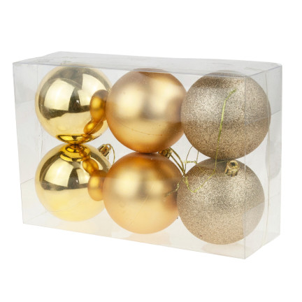 TG63127-2 Christbaumkugeln Christbaumkugel gold 8CM 6er Set Kugeln nicht klebend Strobe