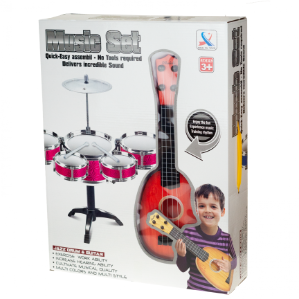 TG55528 BICÍ + KYTAROVÁ HUDEBNÍ SADA UKULELE TALER BAND PRO DĚTI