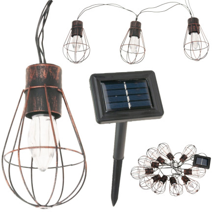 TG55963 LED GIRLANDA SOLAR LAMP 10 Glühbirne Kupfer Loft