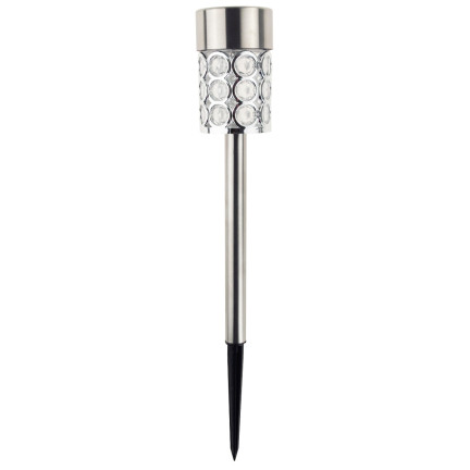 TG55965-1 SOLÁRNÍ LAMPA GLAMOUR STŘÍBRNÉ KRYSTALY ZAHRADNÍ LAMPA SLOUPEK