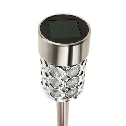 TG55965-1 SOLÁRNÍ LAMPA GLAMOUR STŘÍBRNÉ KRYSTALY ZAHRADNÍ LAMPA SLOUPEK
