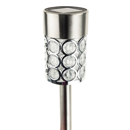 TG55965-1 SOLÁRNÍ LAMPA GLAMOUR STŘÍBRNÉ KRYSTALY ZAHRADNÍ LAMPA SLOUPEK