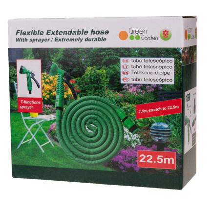 TG56039 STRETCH GARTENSCHLAUCH FLEXIBEL MIT PISTOLE 22,5 M BEWÄSSERUNG KUPPLUNGEN