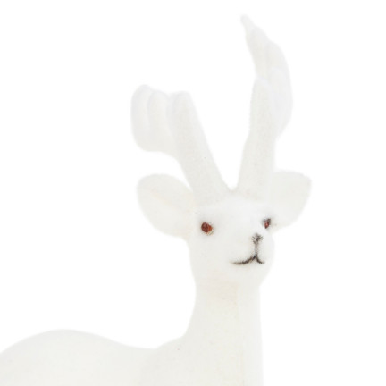 TG56926-1 SOBI FLOCKED DEKORATIVNÍ BÍLÝ VELUR FIGURKA VÁNOČNÍ DEKORACE LEŽÍCÍ