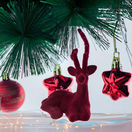 TG56926-3 Rentier kastanienbraun beflockt WILLKOMMEN Weihnachtsdekoration Figur Lügen