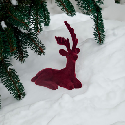 TG56926-3 Rentier kastanienbraun beflockt WILLKOMMEN Weihnachtsdekoration Figur Lügen