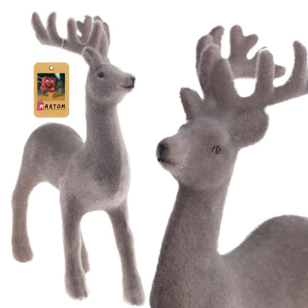 TG56927-10 flocked plastic reindeer