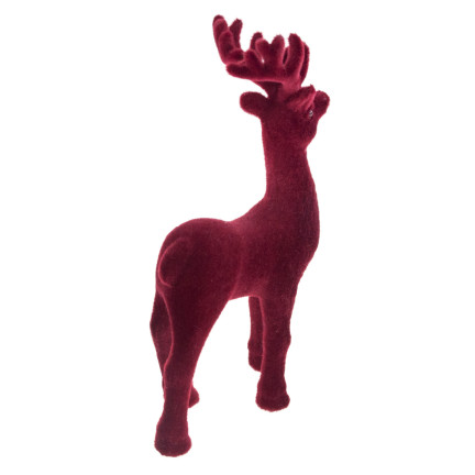 TG56927-3 RENTIER BEFLOCKT KASTANIENBRAUN VELOURS WEIHNACHTEN DEKORATION FIGUR