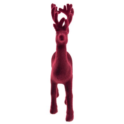 TG56927-3 RENTIER BEFLOCKT KASTANIENBRAUN VELOURS WEIHNACHTEN DEKORATION FIGUR