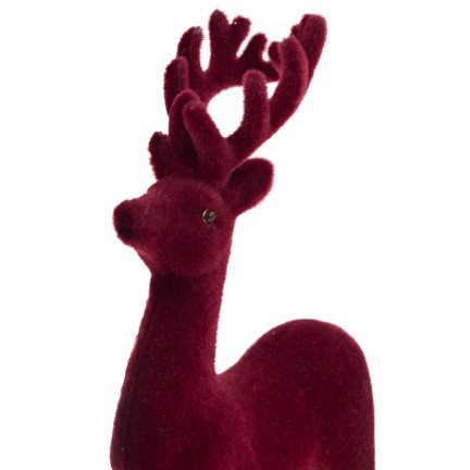 TG56927-3 RENTIER BEFLOCKT KASTANIENBRAUN VELOURS WEIHNACHTEN DEKORATION FIGUR
