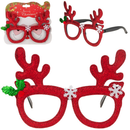 TG59739 WEIHNACHTSBRILLE RENTIER GLITZER LUSTIG