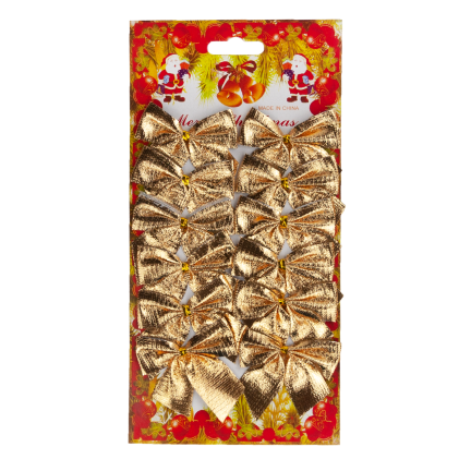 TG59773-2 BÖGEN 12PCS GOLD GLITTER WEIHNACHTSBAUM DEKORATIVE BÖGEN SET