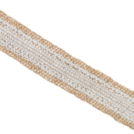 TG40119 JUTEBAND MIT SPITZE BOHO JUTE NATÜRLICHES BAND FÜR HANDGEMACHTE DEKORATIONEN
