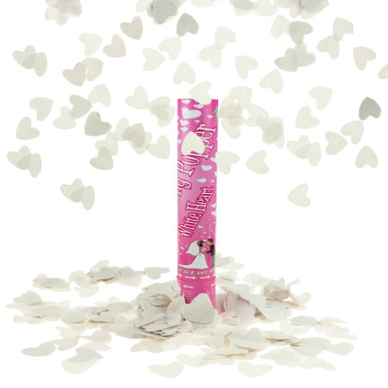 TG60120 CONFETTI TUBA SHOOTING WHITE HEARTS für eine Hochzeit Valentinstag-Empfang