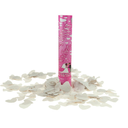 TG60120 CONFETTI TUBA SHOOTING WHITE HEARTS für eine Hochzeit Valentinstag-Empfang