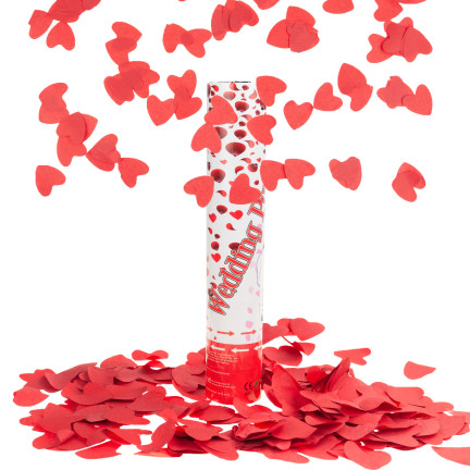 TG60121 CONFETTI TUBA SHOOTING RED HEARTS für eine Hochzeit zum Valentinstag