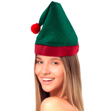 Elfí čepice, vánoční čepice, univerzální, zelená a červená, 1ks.