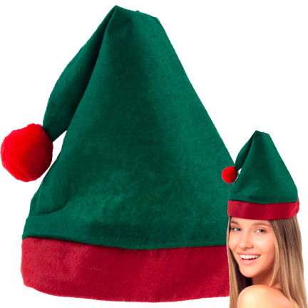 Elfí čepice, vánoční čepice, univerzální, zelená a červená, 1ks.