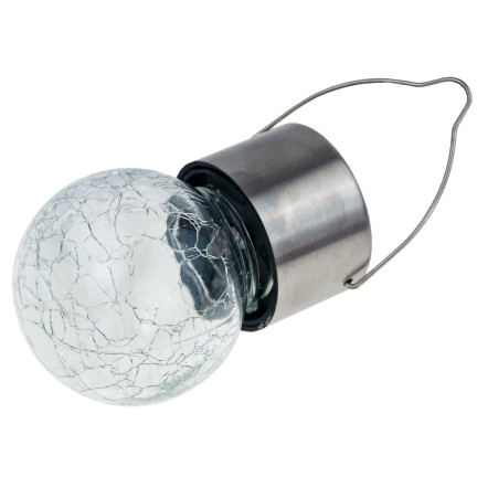 TG60452 SOLÁRNÍ LED LAMPA ZAHRADNÍ SKLO DEKORATIVNÍ PŘÍVĚSEK KOULE HÁK BALKON