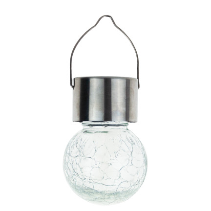 TG60452 SOLÁRNÍ LED LAMPA ZAHRADNÍ SKLO DEKORATIVNÍ PŘÍVĚSEK KOULE HÁK BALKON