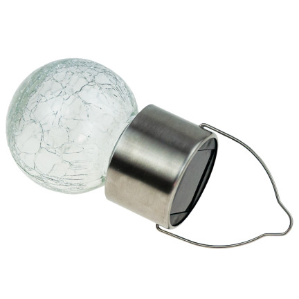 TG60452 SOLÁRNÍ LED LAMPA ZAHRADNÍ SKLO DEKORATIVNÍ PŘÍVĚSEK KOULE HÁK BALKON