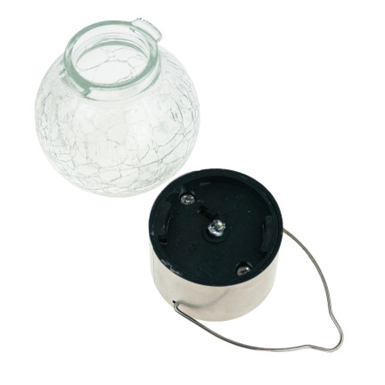 TG60452 SOLÁRNÍ LED LAMPA ZAHRADNÍ SKLO DEKORATIVNÍ PŘÍVĚSEK KOULE HÁK BALKON