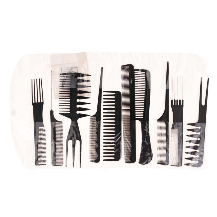 TG60641 FRISEURKÄMME 10ER SET ETUI SCHWARZ