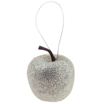 TG61386-1 Christbaumkugeln Apfel-Anhänger Glitzer-Apfel-Ornamente 9St. silber