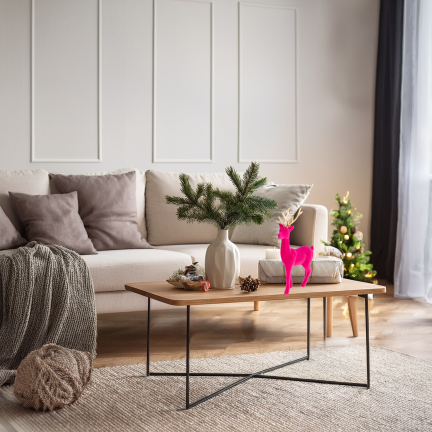 TG61448-7 SOB OBRÁCENÝ RŮŽOVÝ ZLATÝ PAROH PLASTOVÝ JELEN VELUR