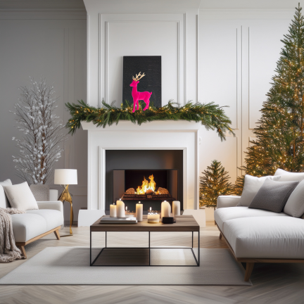 TG61448-7 SOB OBRÁCENÝ RŮŽOVÝ ZLATÝ PAROH PLASTOVÝ JELEN VELUR